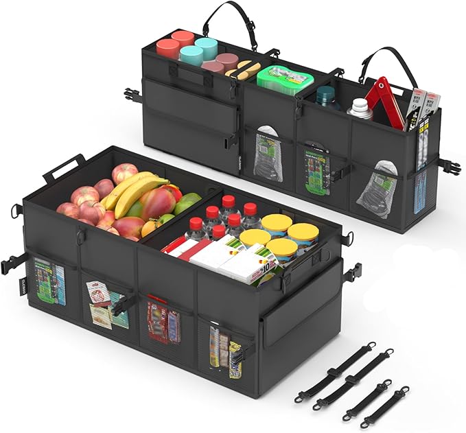 Car Trunk Organizer for SUV 60L Backseat Car Organizer Back Seat Large Storage Trunk Compartment Collapsible Car Caddy Heavy