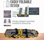 Extra Large Utility Tote Bag - Oversized Collapsible Reusable Wire Frame Rectangular Canvas Basket With Two Exterior Pockets For Beach, Pool, Laundry, Car Trunk, Storage - Sunflower