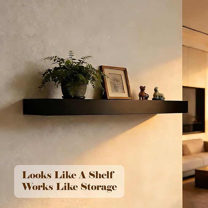 Magic Flap Hidden Shelf with Secret Compartment, Wall Mounted Floating Shelf with Concealed Storage Drawer, Hidden Compartmen