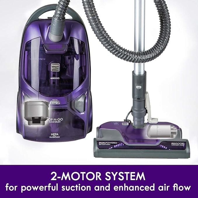 Kenmore 600 Series Pet Friendly Lightweight Bagged Canister Vacuum with Pet PowerMate, Pop-N-Go Brush, 2 Motors, HEPA Filter,