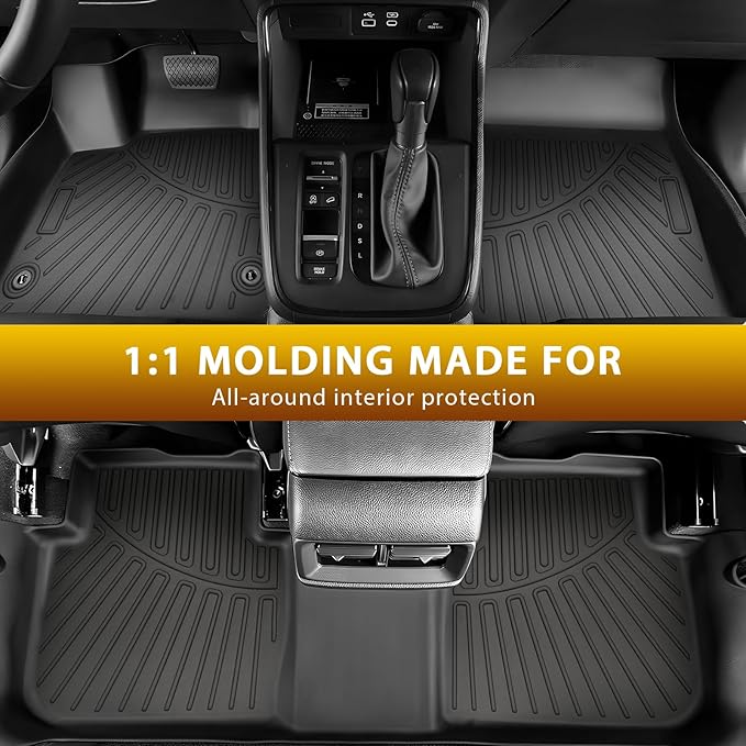 Powerty Floor Mat & Cargo Liner for Honda CRV 2023-2025 2026 (Include Hybrid), All Weather TPE Custom 1st & 2nd Row Floor Liner and Trunk (Upper Positon) Full Set Car Liners, Black