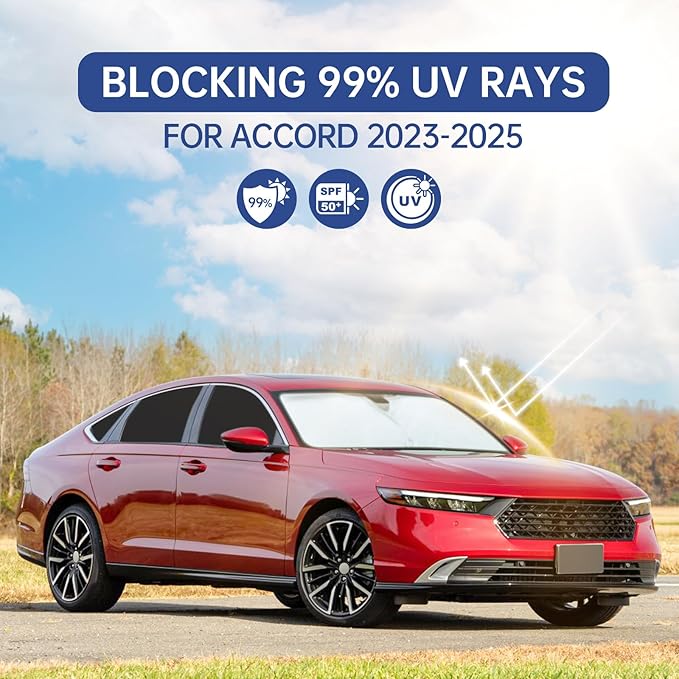 8pcs Car Window Shades for Honda Accord 2023 2024 2025, Full Car Window Covers for Privacy, Sunshades for Accord Front Rear Windshield Side Windows to Block UV and Protect Privacy