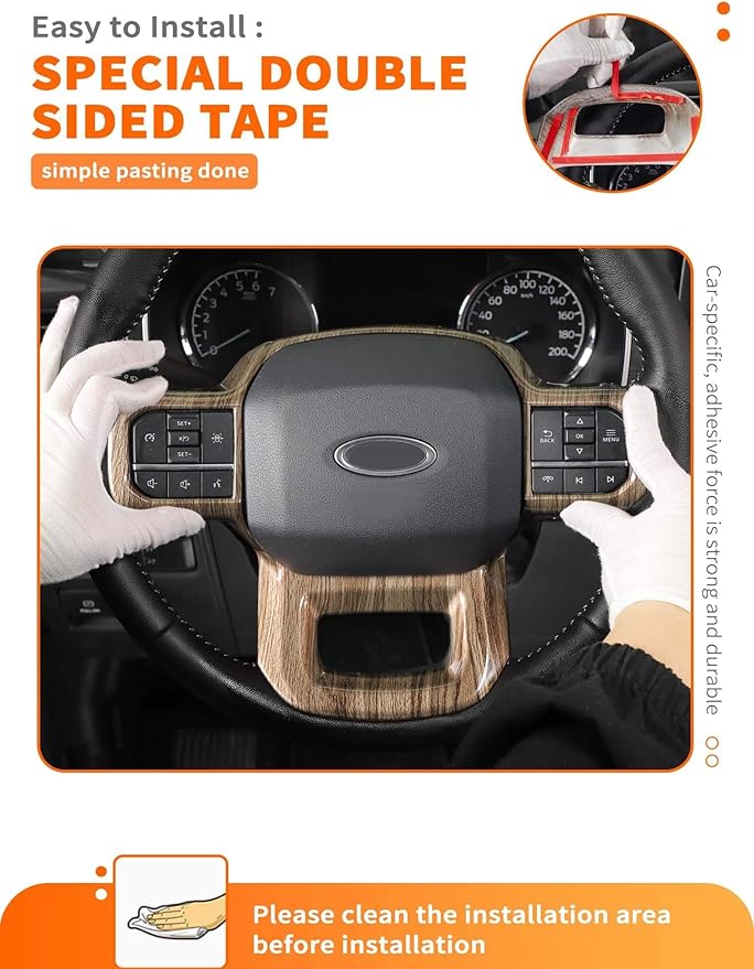 Savadicar Wood Grain Interior Accessories - Steering Wheel Trim Cover for Ford F150 (2021-present) - Premium Texture Interior Decor Upgrade Option, 1 PC