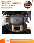 Savadicar Wood Grain Interior Accessories - Steering Wheel Trim Cover for Ford F150 (2021-present) - Premium Texture Interior Decor Upgrade Option, 1 PC