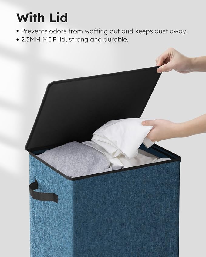 SOLEDI Laundry Hamper with Lid 100L Large & Tall Collapsible Laundry Baskets, Clothes Hamper with Bag Removable Easy to Carry