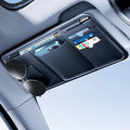 Car Visor Organizer, Premium Leather Sunglasses & Card Holder for Cars, Registration/Insurance Slot, Credit Card Pockets, Automotive Interior Organizer for Car Sun Visor (Black Leather)
