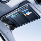 Car Visor Organizer, Premium Leather Sunglasses & Card Holder for Cars, Registration/Insurance Slot, Credit Card Pockets, Automotive Interior Organizer for Car Sun Visor (Black Leather)
