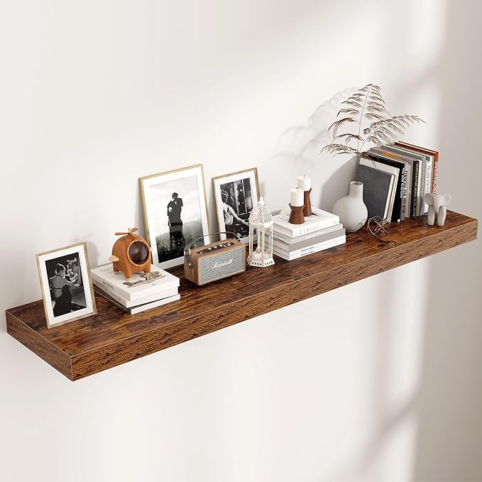 Floating Shelves for Wall, 55 Inch Wide x 12 Inch Deep Floating Shelves, Long Wood Floating Wall Shelf Shelves for Living Roo