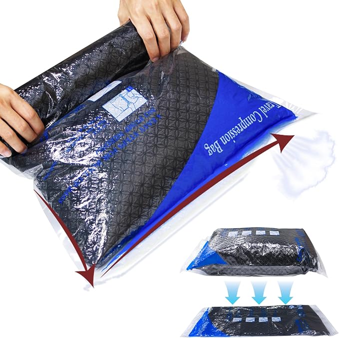 MEIQIHOME Vacuum Storage Bags, Space Saver Sealer Bags for Clothing, Pillows, Comforters, Blankets, Bedding, Travel, 16 Roll 