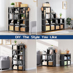 Mavivegue Book Shelf, 12 Cube Storage Organizer, DIY Bookcase, Metal Bookshelf,Tall Book case for Bedroom, Living Room,Office