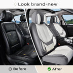 Coverado Seat Covers Full Set, 5 Seats Seat Covers for Cars, Waterproof Nappa Leather Car Seat Covers with Head Pillow, Seat 