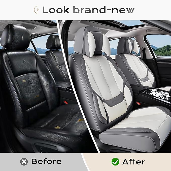 Coverado Seat Covers, Car Seat Covers Front Seats, Car Seat Cover, Car Seat Protector Waterproof, Seat Cushion Nappa Leather 