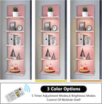 5 Tier Pink Wall Shelf Unit, Pink Shelves, Wall Shelves for Bathroom,Bedroom, Vanity Shelves, Wall Mount Vertical Lack Shelf 