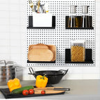 Therwen 4 Pack Magnetic Pegboard Shelves Wall Organizer Metal Pegboard Shelf Steel Tray Accessories Organizing Tools for Craf