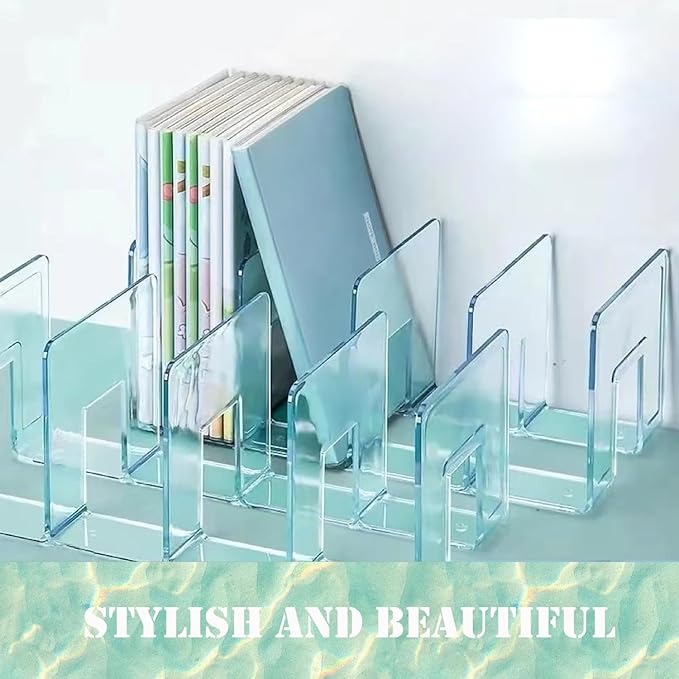 4 Pack Clear Acrylic File Organizer, Purse Organizer, File Sorter Desktop File Folder Organizer for Book, Envelopes, Mail, Do