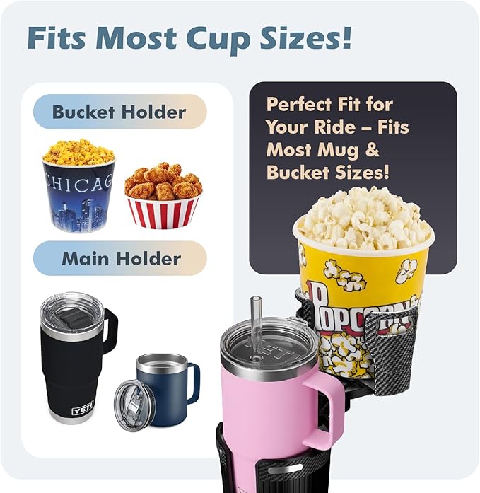 Car Cup Holder Expander, 2 in 1 Extra Cup Holder for Car, Double Automotive Holder Extender Adapter, Compatible with Hydro Flask, Yeti, Nalgene, 32/40 oz Large Bottles Drinks Mugs, OtterVerz 11