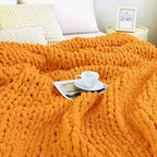Admitrack Chunky Knit Blanket Throw, 100% Hand Knit Chenille Throw Blanket for Sofa & Home Decor, Soft and Cozy Knitted Throw