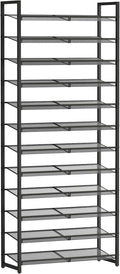 Shoe Rack, 12-Tier Metal Shoe Organizer, Tall Shoe Rack for Closet,entryway,Garage, with Adjustable Flat or Angled Shelves, 5