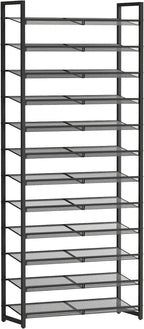Shoe Rack, 12-Tier Metal Shoe Organizer, Tall Shoe Rack for Closet,entryway,Garage, with Adjustable Flat or Angled Shelves, 5