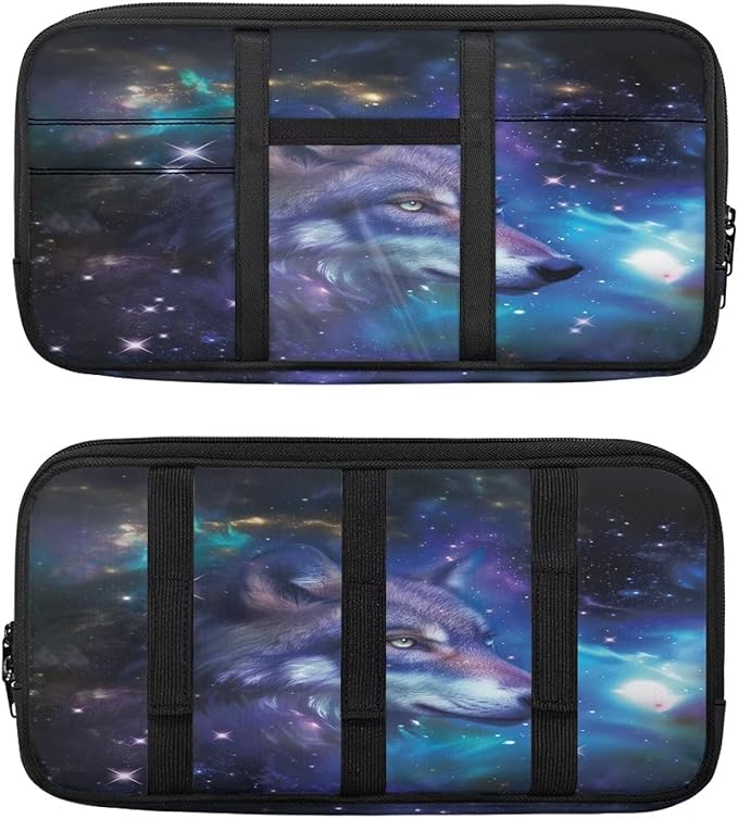 Wolf Pattern Sun Visor Organizer for Trucks,Scratch-Resistant Car Sun Visor Storage Bag Auto Sunshade Organizer Bag with Zipper