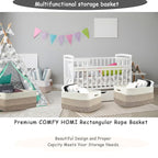 COMFY-HOMI 3 pcs Large Storage Baskets for Shelves, Laundry Basket, Woven Rope Basket, Closet Organizer Bins for Clothes Blan