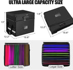 2 Layer Fireproof Document Box with Lock, File Box Water-Resistant File Organizer File Cabinet, Portable File Organizer Docum