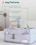 Lily Miles Diaper Caddy Organizer with 8 Pockets, Wipeable Baby Caddy Basket for Diapers and Wipes, Baby Registry Favorites, 