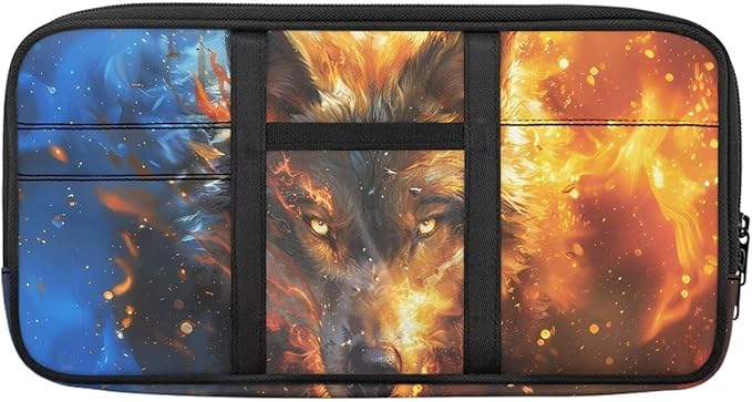 Wolf Print Car Sun Visor Organizer Multi-Pocket Sun Visor Storage Bag Auto Interior Accessories Visor Organizer Storage Pouch for ID Card