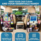 Econour Car Back Seat Organizer (2-Pack) | 600D Oxford Fabric with 9 Storage Pockets & Touch Screen Tablet Holder | Waterproof & Universal Fit Kick Mats | Durable & Eco-Friendly Seat Protectors (Grey)