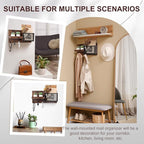 Yalikop Mail and Key Organizer for Wall with Shelf, Wall Mounted Mail Holder with Hooks, Entryway Organizer for Letters, Keys