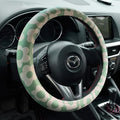 Microfiber Leather Steering Wheel Cover 14.5-15 inch, Green Floral Design, Anti-Slip Rubber Inner, Universal Fit for Cars, Tr