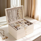 Greenfeather Jewelry Boxes for Women, Jewelry Organizer Box with Lid 3 Layers for Necklaces Rings Earrings and Bracelets Box 