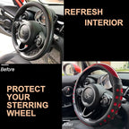 PINCTROT Race Grip Steering Wheel Cover, Anti Slip Silicone Perforated Design with Soft Touch Padding, Enhanced Grip for Sporty Driving, Universal 14.5-15 Inch (Racing Red)