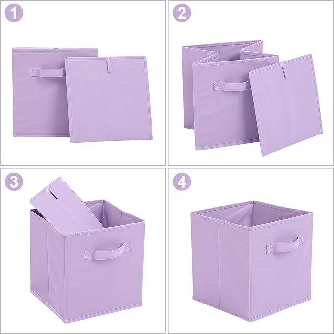 Stero Fabric Storage Bins 6 Pack Fun Colored Durable Storage Cubes with Fabric Handles Foldable Cube Baskets for Home, Kids R