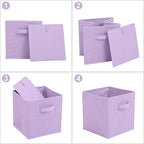 Stero Fabric Storage Bins 6 Pack Fun Colored Durable Storage Cubes with Fabric Handles Foldable Cube Baskets for Home, Kids R