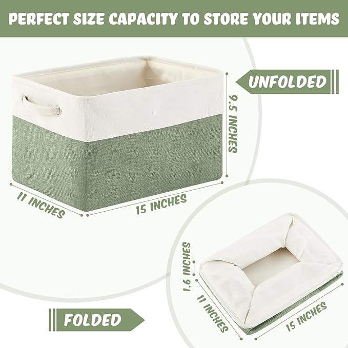 Geiserailie 6 Pcs 15 x 11 x 9.5 Inch Cube Storage Bins Fabric Storage Organizer Bins Foldable Cube Baskets with Sturdy Carry 