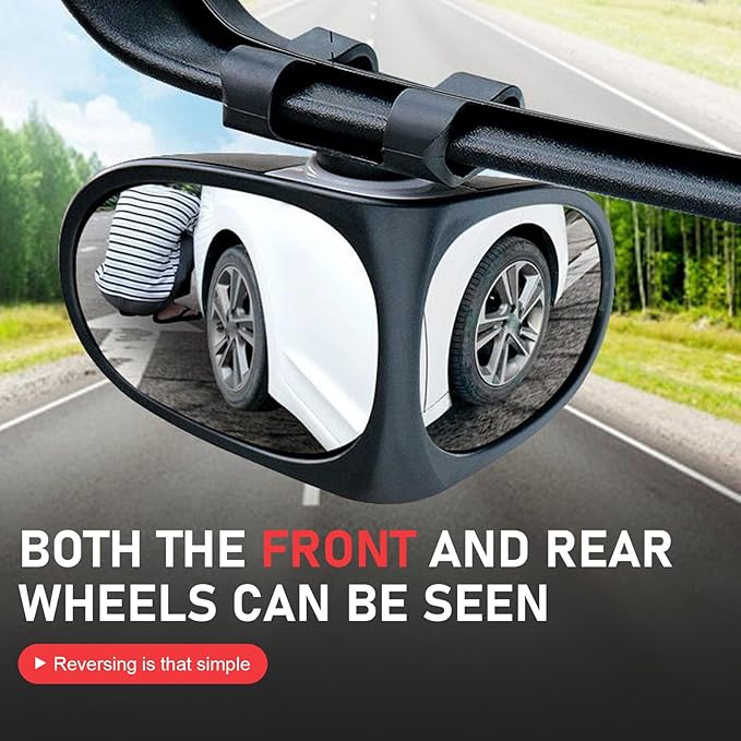 2PCS Car Blind Spot Mirrors, Double-Sided 360° Adjustable Rotating Rear View Mirror, HD Glass Wide Angle Auxiliary Blindspot Mirror, Universal for Most Car