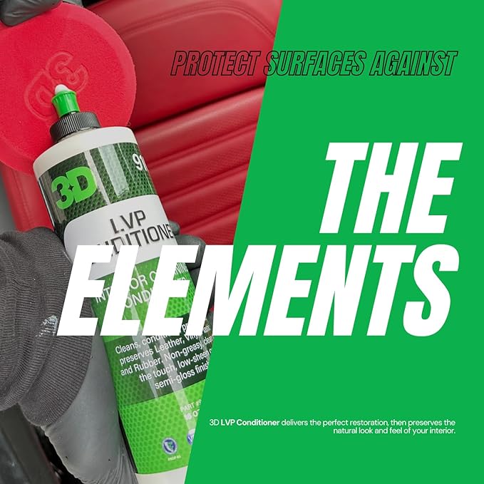 3D Leather, Vinyl & Plastic Conditioner | Restores, Conditions & Protects Car Interiors | Non-Greasy UV Protection for Seats,