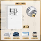 TAILI 10 Pack Vacuum Storage Bags, LONG SIDE ZIP (39x28 inch), Vacuum Seal Bags for Clothing, Jumbo Storage Space Saver for B