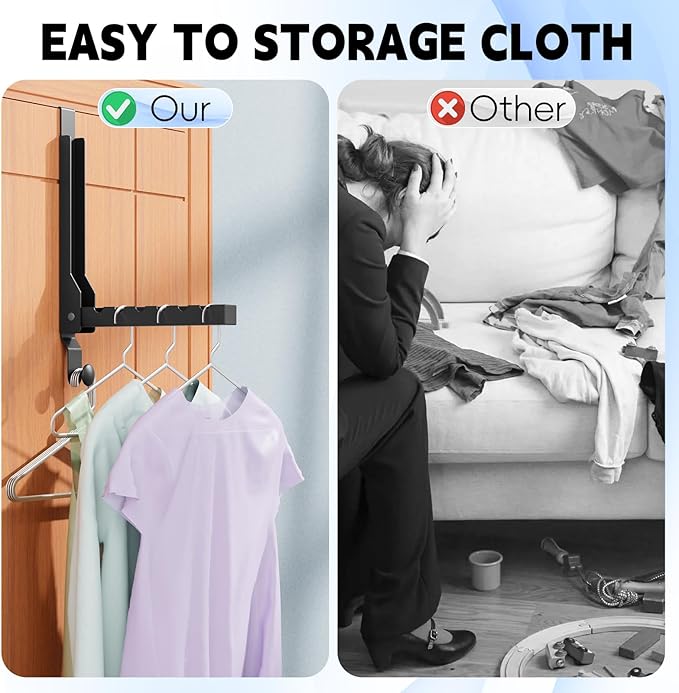 4 Pack Over The Door Hanger Folding Clothes Drying Rack, Folding Hanging Coat Rack for Indoor Laundry Room Compact Small Spac