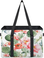 Reusable Grocery Bags Heavy Duty Shopping Bags Foldable Large Tote Bags with Long Handles & Hard Bottom