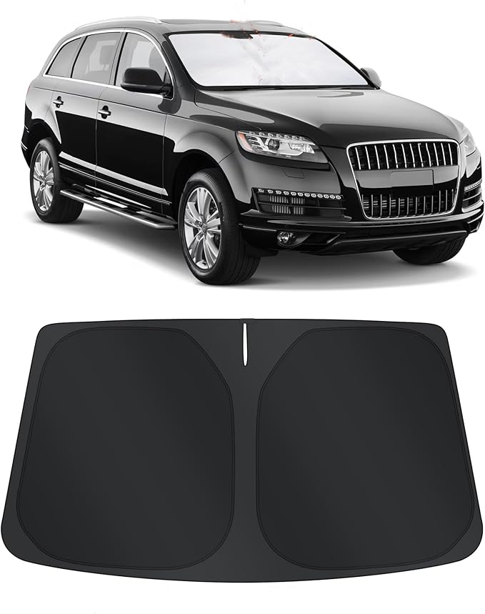 TINGLU Sun Shade for Audi Q7 2007-2015 Accessories Windshield Sun Shade Window Shade UV Rays Protection Sun Visor Cover with Steering Wheel Sunshade Storage Bag