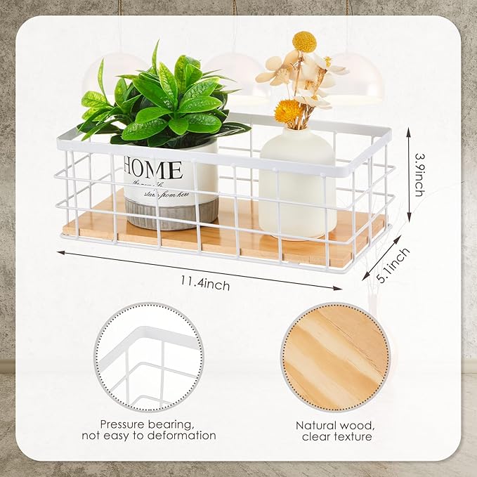 Funrous 2 Pcs Metal Small Wire Basket Wall Hanging Wire Basket Hang Small Bathroom Kitchen Storage Organizer Toilet Paper Mes