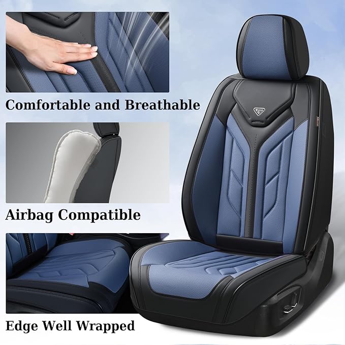 Coverado Car Seat Covers Full Set, Automotive Seat Covers Car Seat Protector Car Seat Cushion, Waterproof Leather Seat Covers