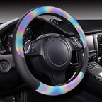 CAR-GRAND Chameleon Iridescent Reflective PU Leather Steering Wheel Cover,15Inch Universal Fit for 95% Suvs,Sedans,Vans,Truck