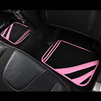 CAR PASS Pink Edge Faux Leather Car Floor Mats Universal Car Carpet Mats with Double Stitch Line Anti-Slip Backing Design, fo