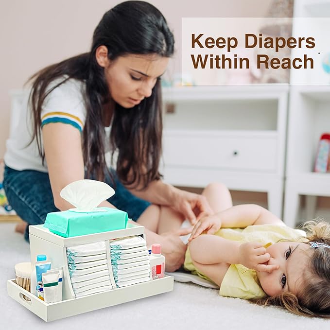 Three colors Diaper Organizer, Wooden Diaper Caddy Organizer, Changing Table Organizer, Diaper Storage Organizer, Nursery Bab