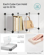 SONGMICS 6 Cube Storage Organizer, DIY Closet Shelf, Plastic Clothes Organizer, Modular Bookcase, 11.8 x 11.8 x 11.8 Inch Cub