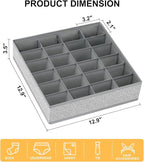Joyoldelf Sock Drawer Organizer Divider Underwear Organizer 24-cell Fabric Dresser Drawer Organizers Storage Boxes for Socks 