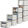 Fab totes 10 Pack Clothes Storage, Foldable Thick Fabric Blanket Storage Bags, Containers for Organizing Bedroom, Closet, Clo